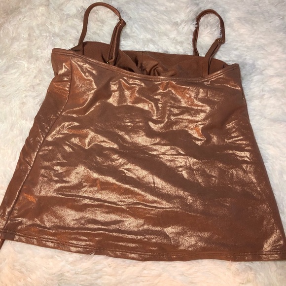 VENUS Shimmering Bronze Metallic Ruched Bikini Top size 6 - Picture 5 of 12